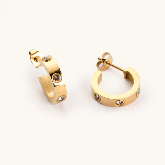 Diamond Gold Small Hoops