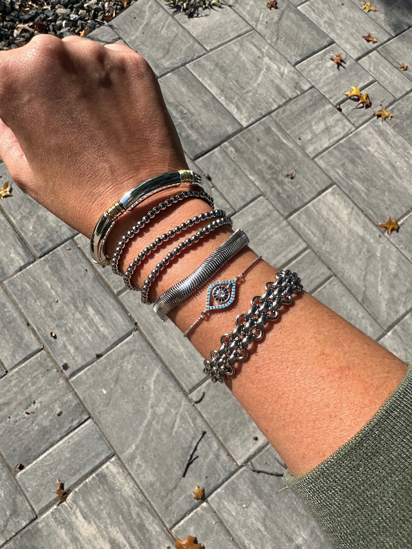 Triple Silver Stack Bracelets