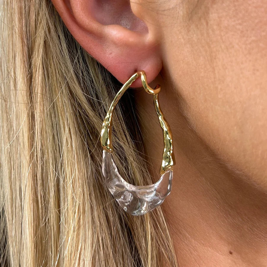 Gold Ice Hoop Earrings