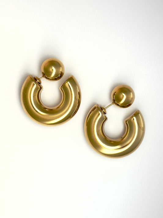 Ball Capped Gold Hoop