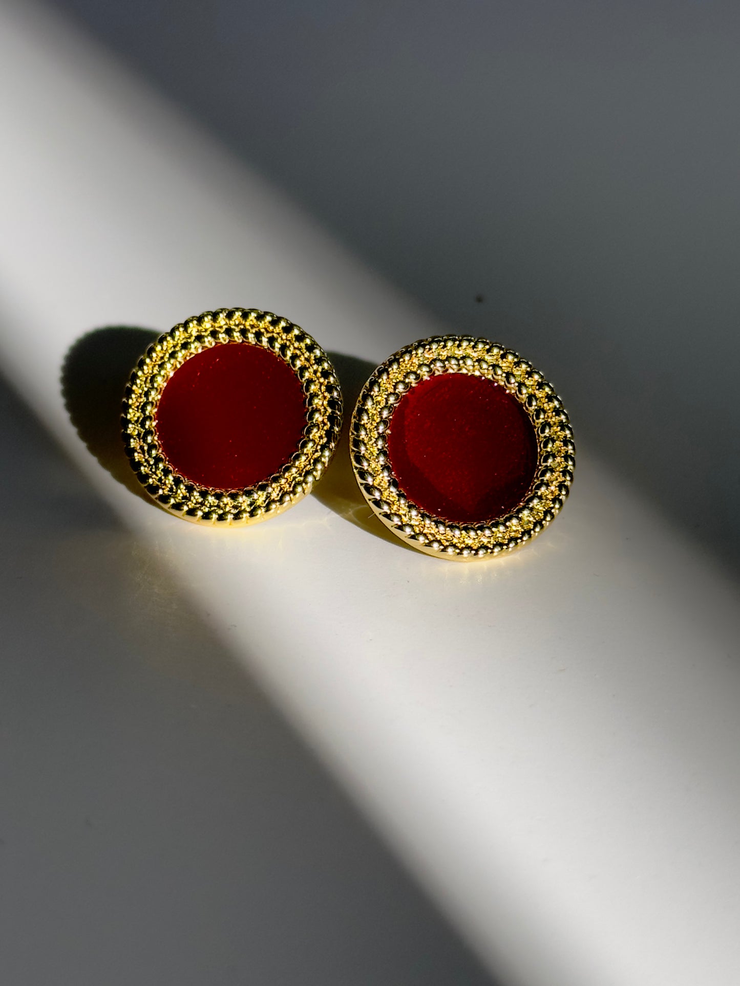 Maroon Rounds Earring