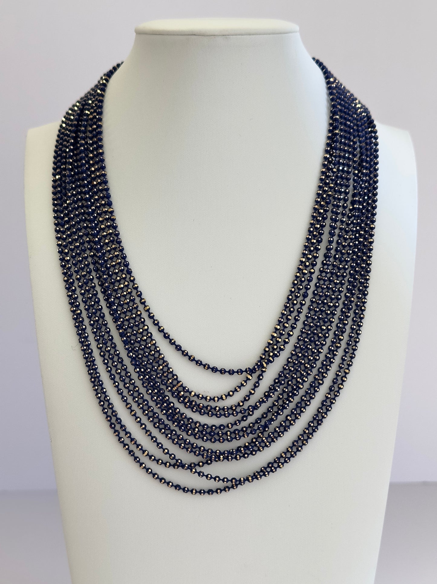 Navy Ball Chain Necklace