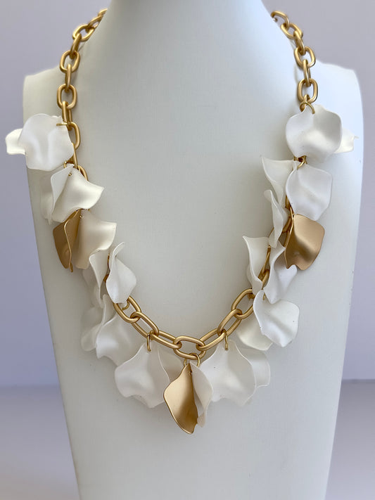 Flower Petal White Necklace