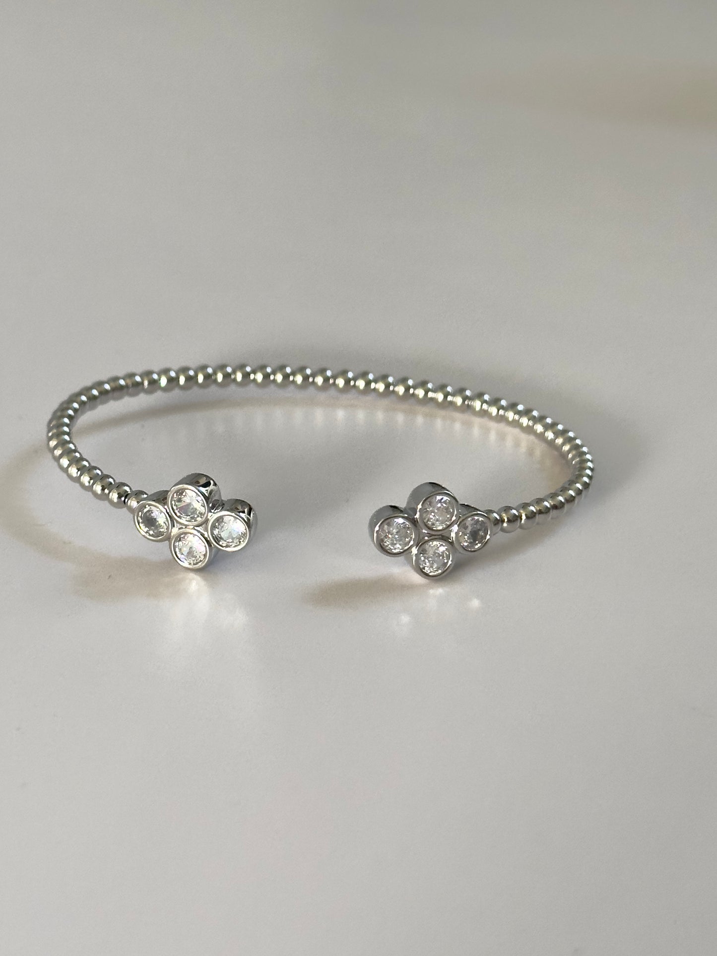 Bling Silver Flower Cuff