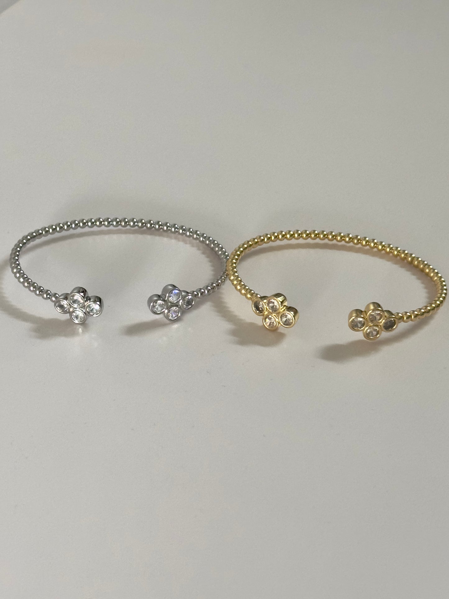 Bling Silver Flower Cuff