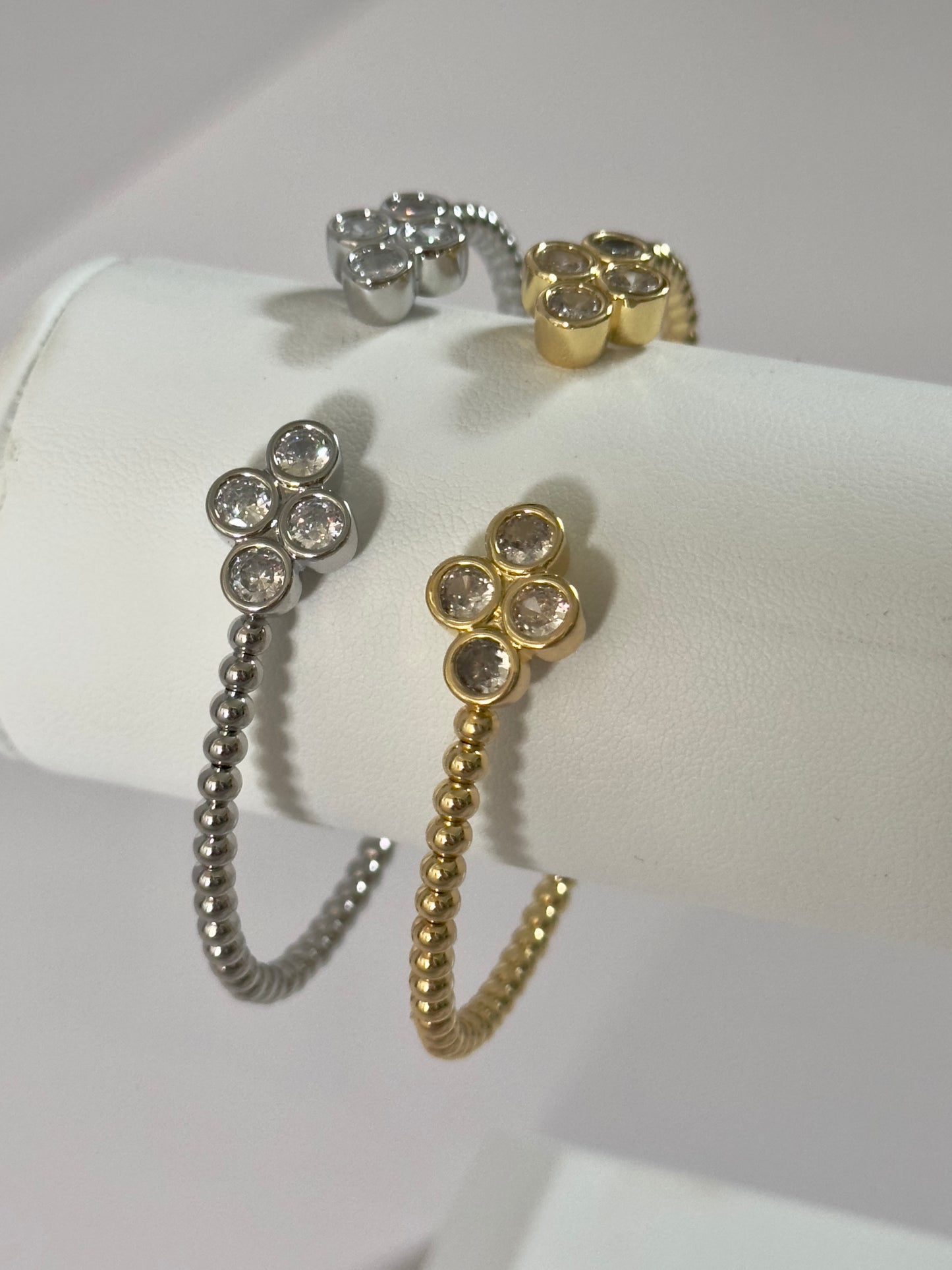 Bling Silver Flower Cuff