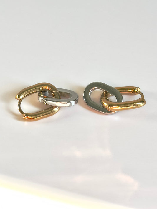Mixed Link Hoop Earring