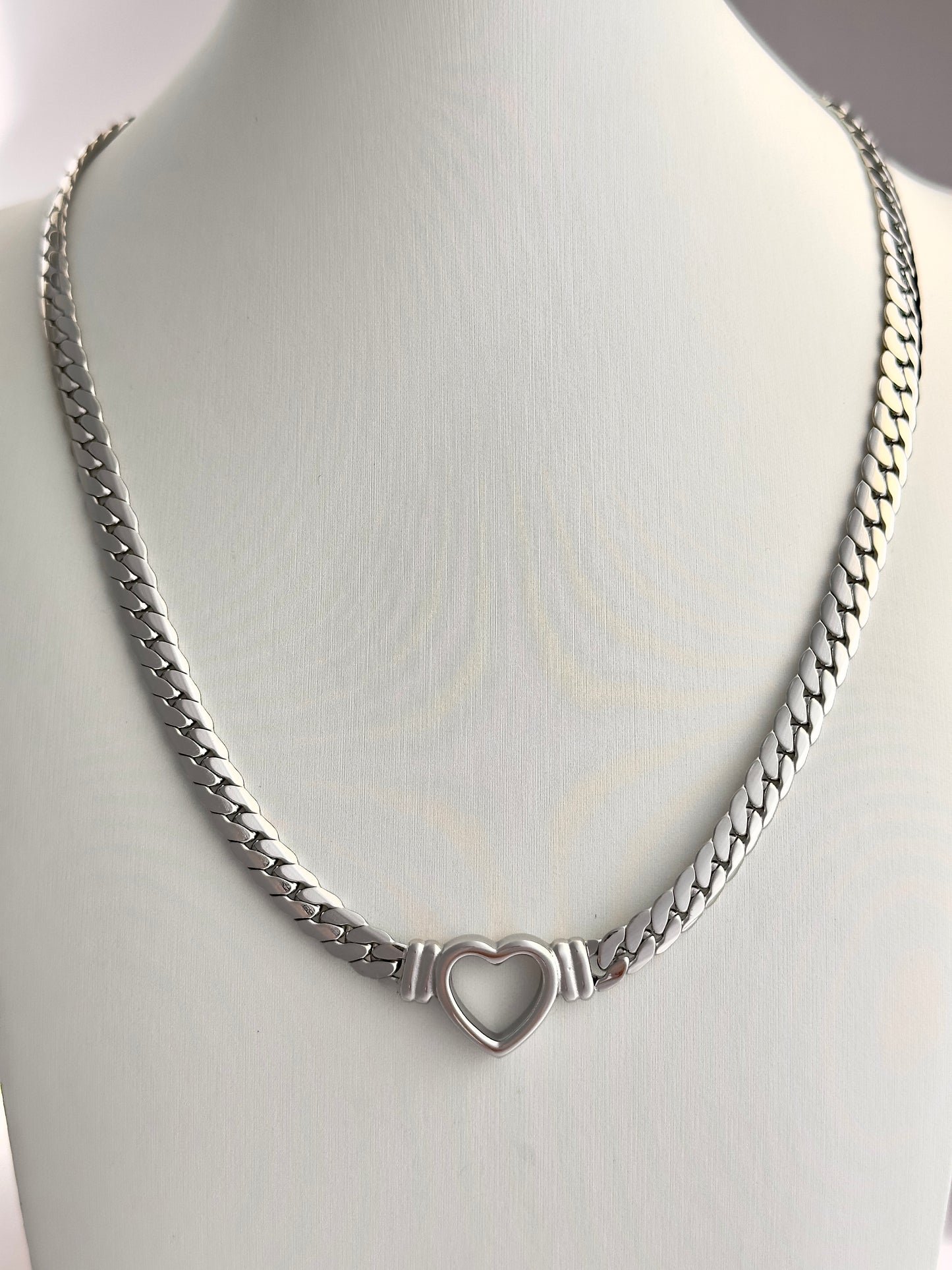 Cutout Silver Heart Necklace