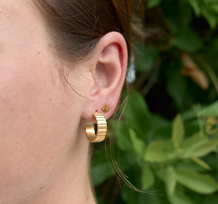 Ridged Small Gold Hoops