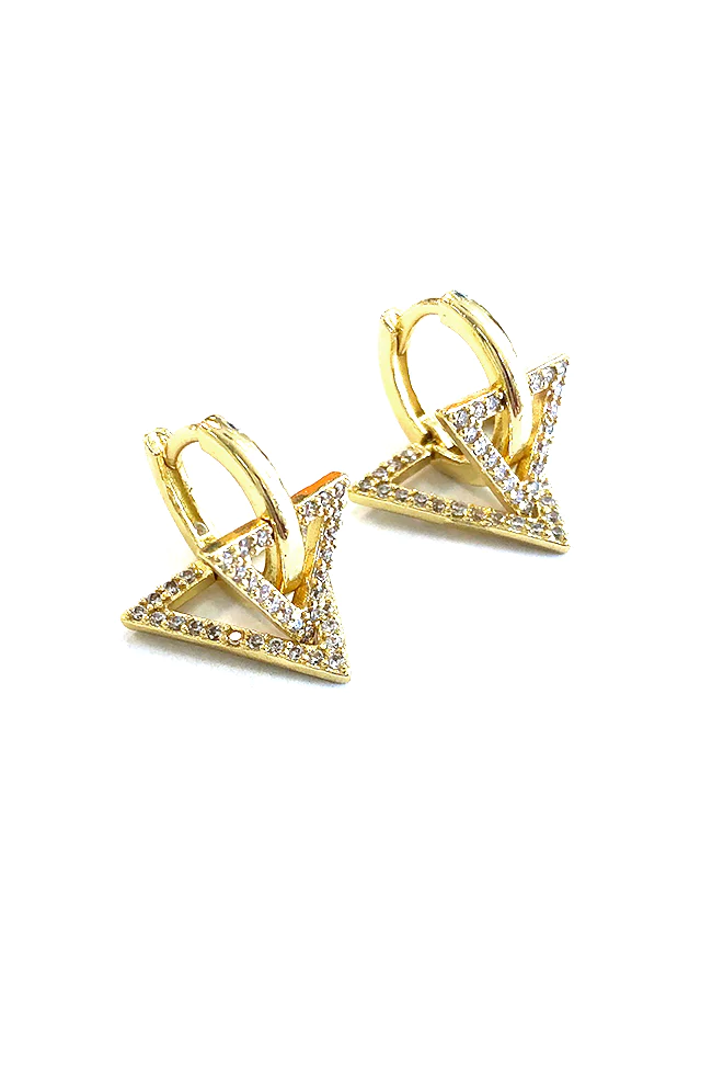 Double Triangle Huggie Earring