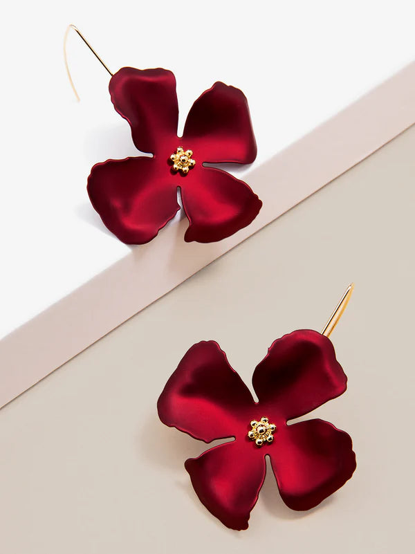 Flower Drop Red Earring