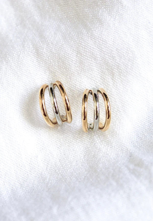 Mixed Gold Silver Small Hoop