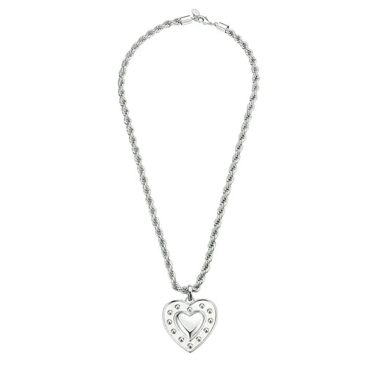 Studded Silver Heart Necklace